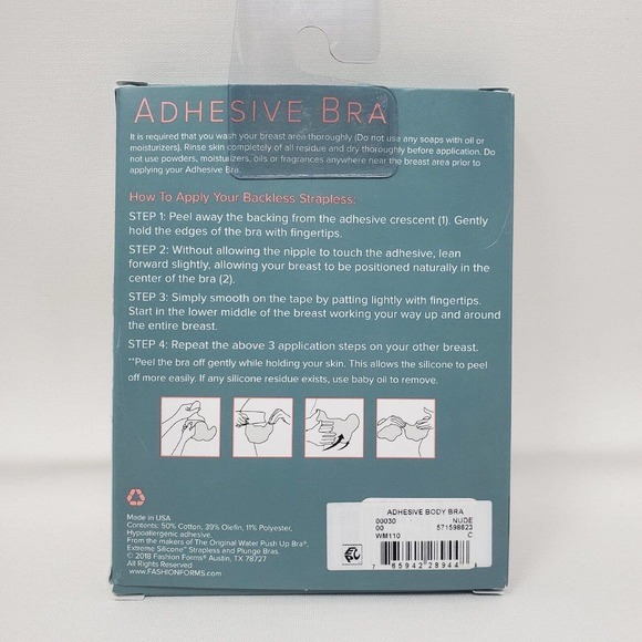 NEW Lingerie Solutions Adhesive Body Bra Backless Strapless Nude Cup Size C - Picture 2 of 7